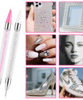 Rhinestone Picker Tool Kit With Two Bedazzling Pens for nail art and craft projects, decorated phone case, nails, sneakers, and frame.