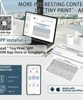 Fly Portable Thermal Printer Bluetooth Wireless Inkless Home Office Travel Buddy Compatible With Smartphones And Laptops For Tattoos And Snappy Prints Includes Fresh Paper Rolls showing app installation and Bluetooth connection.