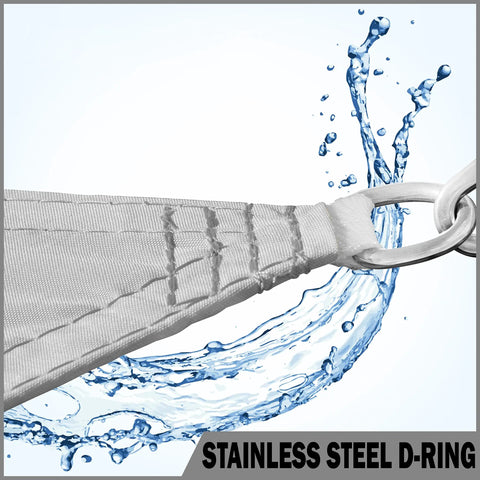 14 By 14 Ft Gray Waterproof Shade Sail Square with Stainless D-Ring Corner Featured, Heavy Duty 220GSM PU Coated Fabric