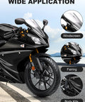 Pro Grade Motorcycle Fairing Bolt Kit Titanium Stainless Steel Universal Sportbike Fasteners M5 M6 Hardware Upgrade on black sports bike showing windscreen and body kits.
