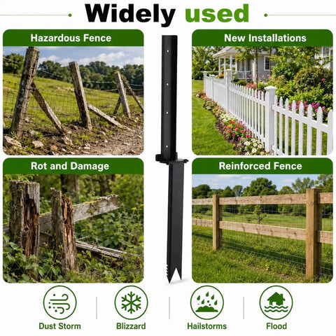 Heavy Duty Fence Post Repair Kit And Quick Fix Stabilizer Bracket With Tough As Nails H Frame Support for various fence conditions