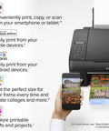 Wireless MegaTank Photo All In One Printer With Alexa Compatibility Smart Reorders Ink Refill No Fuss Print Copy Scan Black Finish, showing print from smartphone
