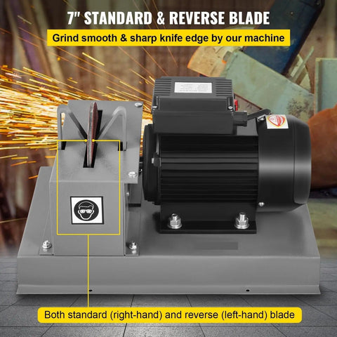 Heavy Duty 500W Bench Grinder Featuring 7 Inch Grinding Wheel for Sharpening Lawnmower Blades Knives And Scissors with reverse blade option.