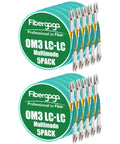 Top Shelf OM3 LC To LC Multimode Fiber Patch Cable Slick Blue Jacket Low Smoke Zero Halogen Build Smooth Network Connections For Server Racks And Data Centers Ten Pack Bundle with white connectors.