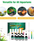 5 In 1 Aquarium Water Test Kit Keeps Your Fish Tank Hella Clean By Checking Ph Ammonia Nitrite Nitrate And Phosphate with vials and indicator chart.
