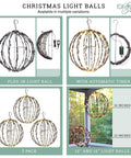 16 Inch LED Light Ball For Indoor And Outdoor Use With Warm White Lights Waterproof And Durable Lightweight Holiday Decor For Patio Or Wedding Displays Fold Flat Metal Frame For Easy Storage shown in various configurations