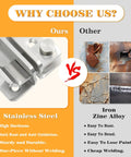 Comparison image highlighting Super Legit Heavy Duty Stainless Steel Flip Latch For Garden Gates vs Iron Zine Alloy alternatives.