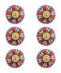Top Shelf Handmade Ceramic Cabinet Knobs For Dresser Drawers Delivering Red Floral Boho Vibes, round design with gold accents.