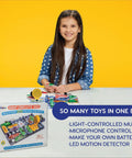 Child using Electronics Exploration Kit With Over 200 STEM Projects, Full Color Project Manual, 42 Snap Modules, educational fun
