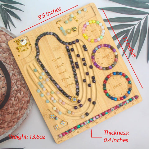 Beading Board For Jewelry Making Bamboo Beading Tray For Necklaces And Bracelets Portable Bead Mat With Three Bracelet Grooves