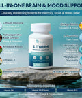 7 In 1 Brain Boost Stack With Magnesium Glycinate And Lithium Orotate 10 Mg Ashwagandha NAC And Omega 3 For Mood Boost Focus Memory Support Non GMO Vegan Capsules bottle.