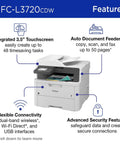Go To Wireless Color Laser Printer With Scanner, Copier And Fax, Auto Duplex, 250 Sheet Capacity, front view with features