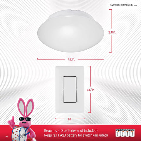 Cordless LED Ceiling Light With Wireless Remote Control 300 Lumens Of Diffused Bright White Light No Wiring Needed Energy Efficient Fixture With Dimensions