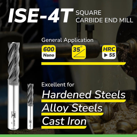 Micrograin Carbide Square End Mill 4 Flute 5/8 Inch for Milling Alloy Steel Hardened Steel Cast Iron CNC Tool