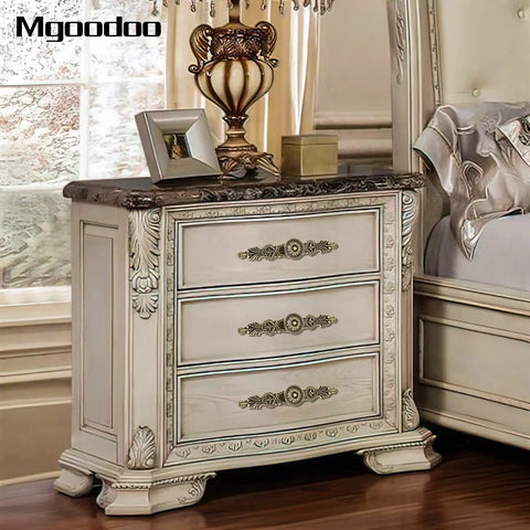 Top Notch Vintage Antique Bronze Cabinet Pulls With Three Point Seven Inch Spread installed on a decorative bedside table.