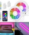 Motion Sensor RGB LED Light Strip Kit Two Strips Each Nine Point Eight Feet Long With Remote And App Control Music Sync