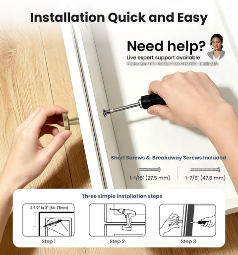 Installation of Rock Solid Brushed Gold Cabinet Knobs for Kitchen Drawers and Furniture, showing easy steps and tools.