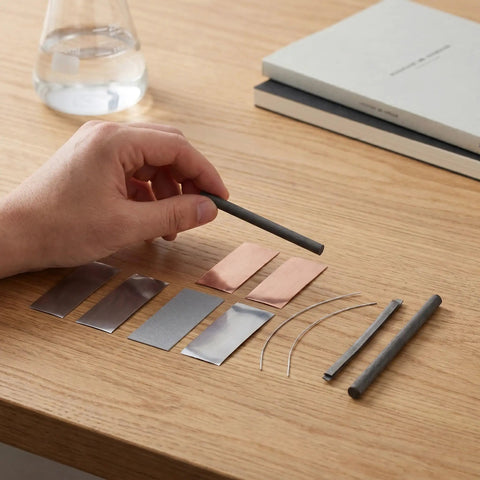 All In One Electroplating Metal Electrodes Kit With Copper Anode Sheets Zinc Electrodes And Graphite Rod displayed on table
