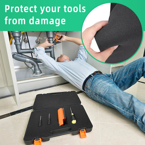 Six Polyurethane Foam Sheets For Toolbox Organization And Top Shelf Gear Protection Grip Tight Cushioning Pads 16 By 12 By 1 Inch Shop Grade Storage Solution, tools in box with foam cushioning.