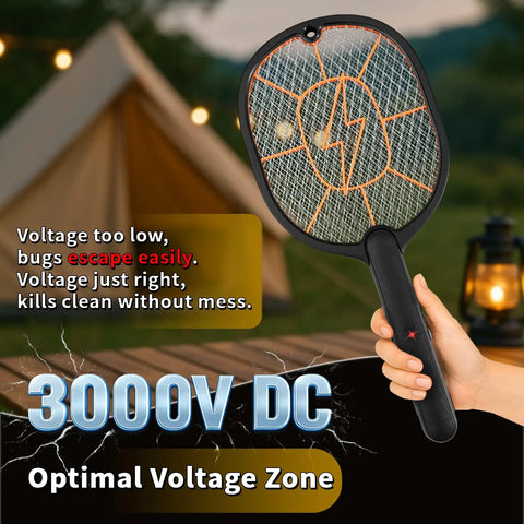 Two Pack Beast Mode High Voltage Bug Zapper Racket For Mosquitoes And Flies With Large 45x20 Cm Head Safe Protective Mesh