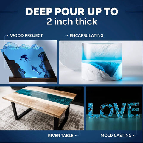 Deep Pour Epoxy Resin Kit 51 Oz For 2 Inch Pours Pro Grade River Tables Woodworking Flower Preservation And DIY Crafts