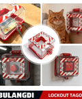 3 Pcs Total Lockout Box Type Transparent Emergency Stop Button Cover Heavy Duty OSHA Compliant Polycarbonate Switch Protector With BadAss Impact Resistance For Industrial Gear And Machinery Parts Protection displayed on a wall with a clear view.
