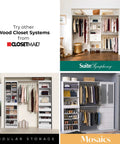 Super Slick Modular Closet Storage Organizer With Four Stackable Drawers In Taupe in various layouts showcasing closet organization.