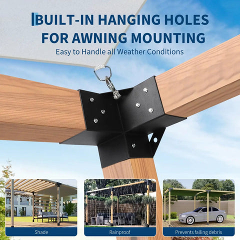 Tough As Nails Carbon Steel Pergola Kit Built To Last With Four Way And Corner Brackets Post Base For 4x4 Lumber Outdoor Patio Gazebo Hardware Black Ideal For Backyards Decks And Log Cabins