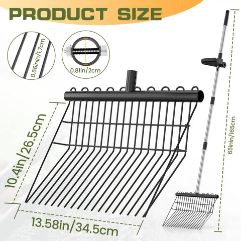 Heavy Duty Metal Manure Fork With Two Replaceable Durafork Heads And Steel Handle Rustproof Hay Pitch Fork With Dimensions "Product Size"