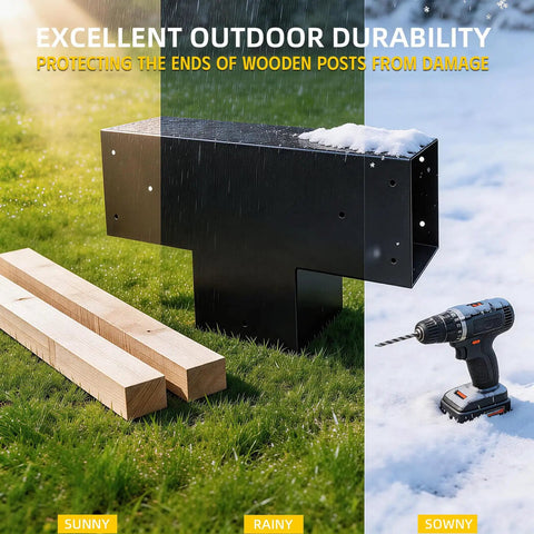 Heavy Duty 3 Way T Shaped Pergola Brackets Kit For 6x6 Wood Beams DIY Outdoor Patio Gazebo And Log Cabin Projects With Hardware Galvanized Steel And Matte Black Finish For Lasting Strength