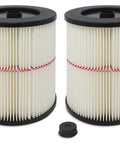 Two pack general purpose replacement cartridge filter for Shop Vacs and Craftsman Red Stripe Vacuums, heavy duty dust control