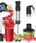 Dead Simple Total Powerhouse 5in1 Immersion Blender With 1200W Motor And 20 Speed Settings, showcasing blending fruit smoothies and vegetables.