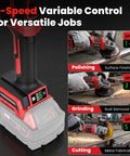 Badass Brushless Cordless Angle Grinder Compatible With Milwaukee M18 Batteries Tool Only showing 6-speed controls for metal cutting and polishing.