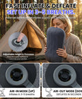 Person inflating Ultralight Camping Pillow With Thick TPU Bladder For No Leak Support Compact Air Pillow for travel