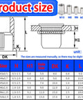 Road Ready M5 Aluminum Rivet Nut Kit Includes 50 Pack Of M5-0.8 Threaded Inserts With Foolproof Setting Tool And Heavy Duty Storage Box For Tight Sheet Metal Mods And Shop Grade Builds detailed size chart for aluminum rivet nuts.