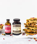 Madagascar Bourbon Pure Vanilla Bean Paste for baking, with rose water bottle and pistachio brittle, 1 gallon size