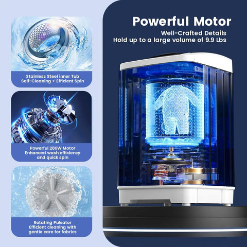 No Sweat Laundry Days With This Compact Portable Washing Machine Ideal For Dorm Rooms And Small Apartments showcasing a powerful motor.