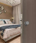 Top Shelf Single Cylinder Deadbolt With A Sleek Hidden Ball Handle For Interior Bedroom Doors Keyed Alike Heavy Gauge Steel on a beige door