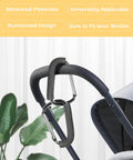 Two Pack Large Stroller Hooks Clip For Hanging Bags And Shopping Heavy Duty Aluminum Alloy Carabiner Style Stroller Accessories attached to stroller handle
