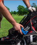 Slope Smart Golf Rangefinder Locks Down Fairway Distances Up To Eight Hundred Yards Handles Hilly Terrain Smoothly And Delivers Ball Park Precision For Weekenders Available In Sleek Blue For Reliable Courseplay in a golfer's hand, ready to use.