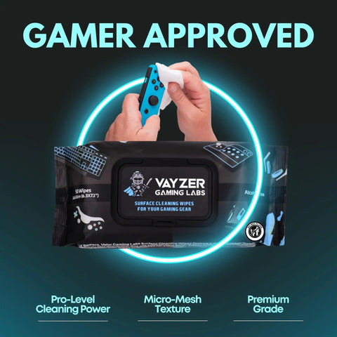 Gaming Peripheral Wipes And Cleaner For Keyboards Mice Controllers Laptops PCs And Desks Alcohol Free Unscented Paraben Free 50 Pack in packaging