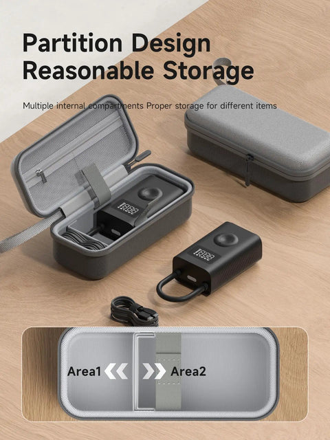 Grab And Go Rugged Travel Carrying Case For Tire Inflator And Air Compressor EVA 900D Oxford Hard Shell shown open with items inside