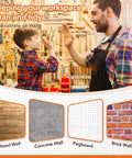 Father and son high-fiving in a workshop organized with 4-Piece Wall Mount Tool Organizer Set With Screwdriver Organizer, Wrench Holder.