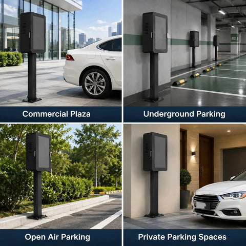 Foolproof Outdoor EV Charger Enclosure With Lock tough steel shell in commercial plaza and parking locations.