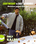 Person using Cordless Leaf Blower With 2 4.0Ah Batteries And Charger Included 560 CFM Air Volume And 180 MPH Air Speed Lightweight