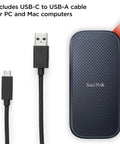 1TB Portable SSD With Up To 800 MB Per Second Read Speeds, USB C And USB 3.2 Gen 2, includes USB-C to USB-A cable