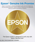 Epson Genuine Ink Promise badge with star, highlighting Epson's warranty and commitment to reliable ink use.