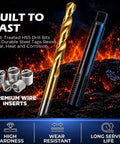 Complete Sae And Metric Thread Repair Kit With Hss Drill Bits Taps And Heavy Duty Stainless Inserts For Stripped Auto Parts That Gets It Done Without A Sweat Works Like A Champ, featuring gold HSS drill bit and black steel tap.