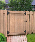 Fence Gate Kit With Gate Latch And Beefy Hinges 90 Degree Right Angle Brackets Anti Sag Gate Hardware Corner Brace Set on wood gate