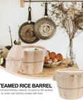 Premium Wooden Steaming Rice Basket cooks up fluffy fragrant rice fast in a rustic kitchen with handle and lid.